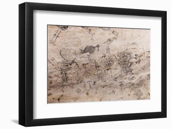 Pre-Columbian Rock Paintings inside La Linea Limestone Cave, Dominican Republic-Reinhard Dirscherl-Framed Photographic Print