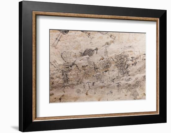 Pre-Columbian Rock Paintings inside La Linea Limestone Cave, Dominican Republic-Reinhard Dirscherl-Framed Photographic Print