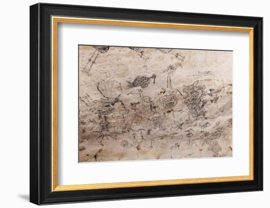 Pre-Columbian Rock Paintings inside La Linea Limestone Cave, Dominican Republic-Reinhard Dirscherl-Framed Photographic Print