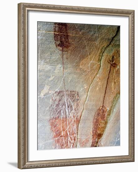 Pre-Historic Native American Pictographs at Bear Gulch near Lewistown, Montana, USA-Chuck Haney-Framed Photographic Print