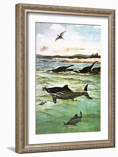 Pre-Historic Sea Creatures-English School-Framed Giclee Print