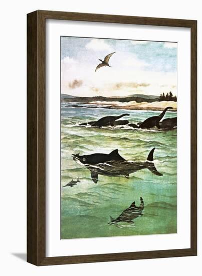 Pre-Historic Sea Creatures-English School-Framed Giclee Print
