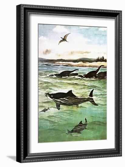 Pre-Historic Sea Creatures-English School-Framed Giclee Print