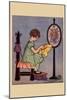 Pre-Teen Cross-Stitches a Fabric-null-Mounted Art Print