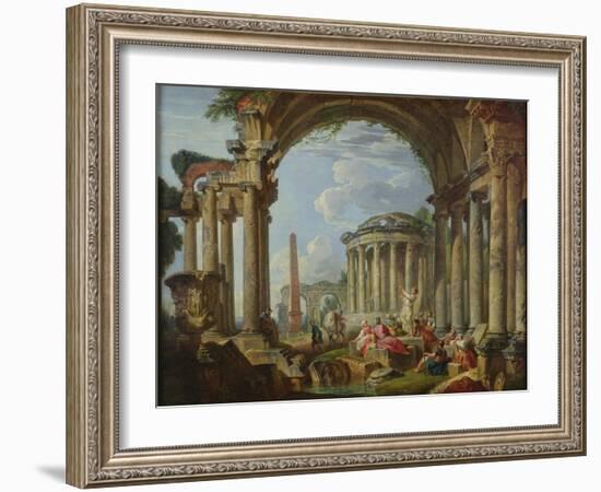 Preaching among the Ancient Ruins, C.1740-50 (Oil on Canvas)-Giovanni Paolo Pannini or Panini-Framed Giclee Print