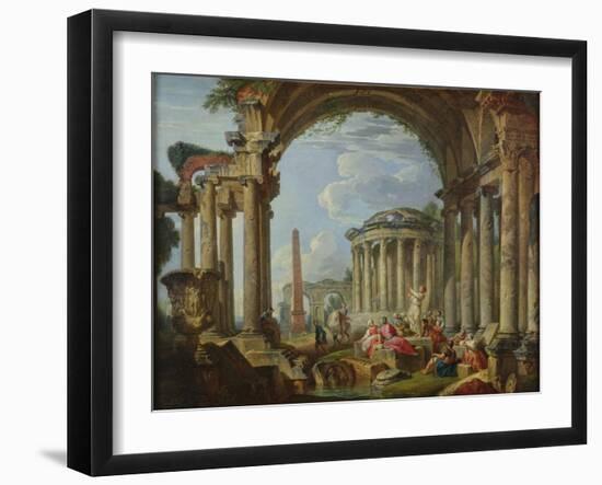 Preaching among the Ancient Ruins, C.1740-50 (Oil on Canvas)-Giovanni Paolo Pannini or Panini-Framed Giclee Print