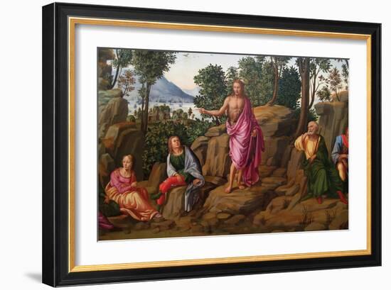 Preaching of Saint John the Baptist-Francesco Granacci-Framed Art Print