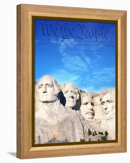 Preamble to US Constitution Above Mount Rushmore-Joseph Sohm-Framed Premier Image Canvas