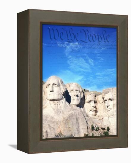 Preamble to US Constitution Above Mount Rushmore-Joseph Sohm-Framed Premier Image Canvas