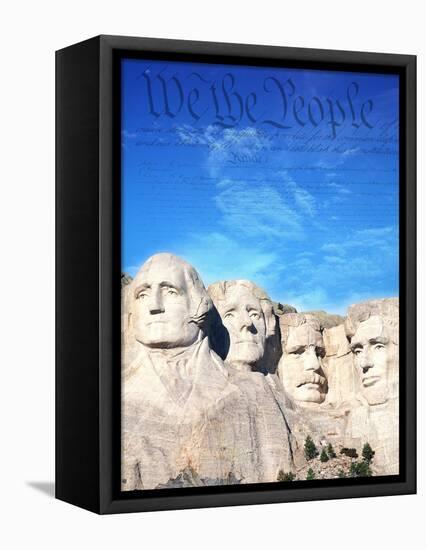 Preamble to US Constitution Above Mount Rushmore-Joseph Sohm-Framed Premier Image Canvas