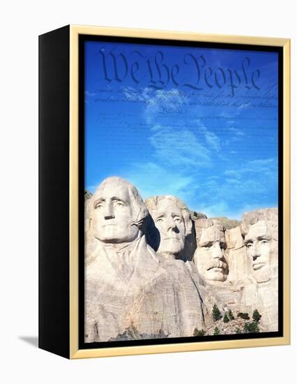 Preamble to US Constitution Above Mount Rushmore-Joseph Sohm-Framed Premier Image Canvas