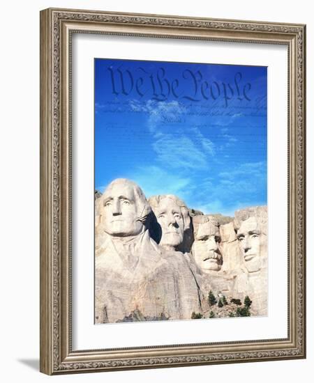 Preamble to US Constitution Above Mount Rushmore-Joseph Sohm-Framed Photographic Print