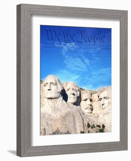 Preamble to US Constitution Above Mount Rushmore-Joseph Sohm-Framed Photographic Print