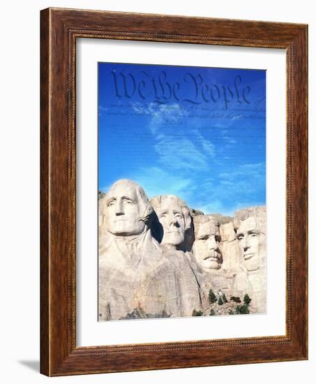 Preamble to US Constitution Above Mount Rushmore-Joseph Sohm-Framed Photographic Print