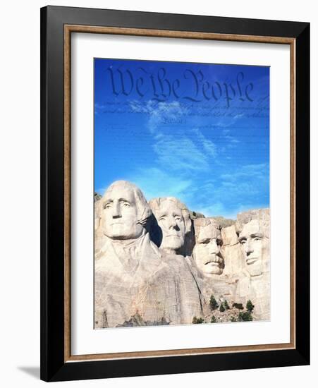 Preamble to US Constitution Above Mount Rushmore-Joseph Sohm-Framed Photographic Print