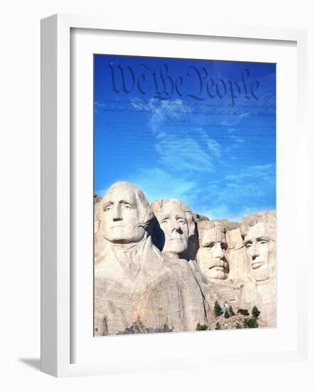 Preamble to US Constitution Above Mount Rushmore-Joseph Sohm-Framed Photographic Print