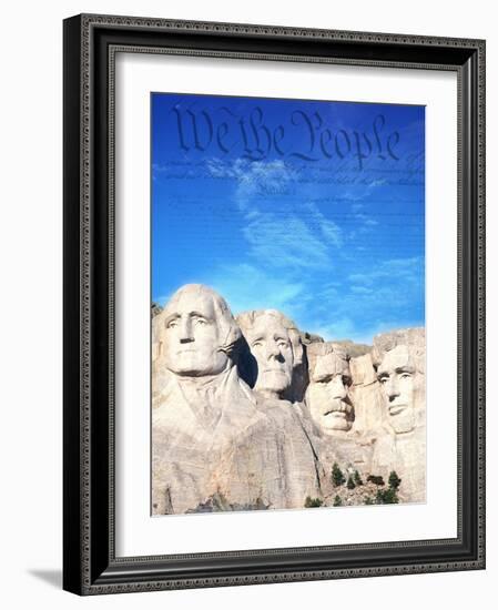 Preamble to US Constitution Above Mount Rushmore-Joseph Sohm-Framed Photographic Print