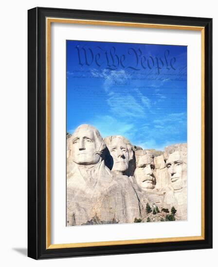 Preamble to US Constitution Above Mount Rushmore-Joseph Sohm-Framed Photographic Print