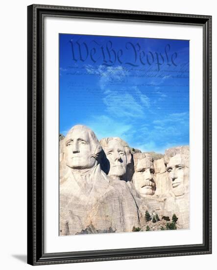 Preamble to US Constitution Above Mount Rushmore-Joseph Sohm-Framed Photographic Print