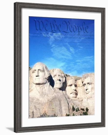 Preamble to US Constitution Above Mount Rushmore-Joseph Sohm-Framed Photographic Print