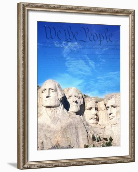 Preamble to US Constitution Above Mount Rushmore-Joseph Sohm-Framed Photographic Print