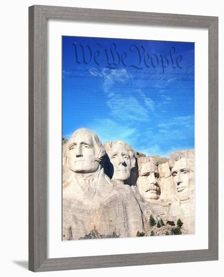 Preamble to US Constitution Above Mount Rushmore-Joseph Sohm-Framed Photographic Print