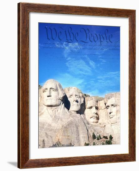 Preamble to US Constitution Above Mount Rushmore-Joseph Sohm-Framed Photographic Print