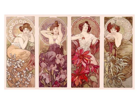 Precious Stones And Flowers Giclee Print By Alphonse Mucha Art