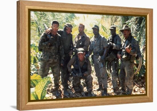 PREDATOR, 1987 directed by JOHN McTIERNAN Arnold Scharzenegger, Carl Weathers (center) and Jese Ven-null-Framed Stretched Canvas