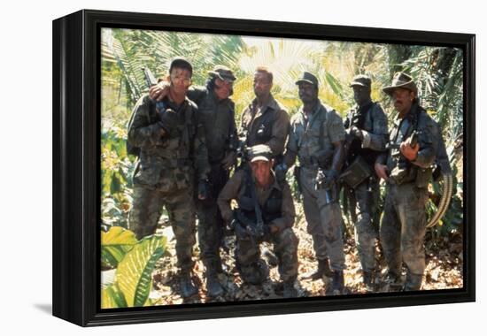 PREDATOR, 1987 directed by JOHN McTIERNAN Arnold Scharzenegger, Carl Weathers (center) and Jese Ven-null-Framed Stretched Canvas