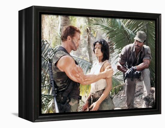 PREDATOR, 1987 directed by JOHN McTIERNAN Arnold Scharzenegger, Elpidia Carrillo and Carl Weathers -null-Framed Stretched Canvas