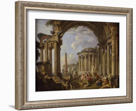 Prédication dans des ruines antiques-Giovanni Paolo Pannini-Framed Giclee Print