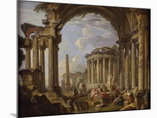 Prédication dans des ruines antiques-Giovanni Paolo Pannini-Mounted Giclee Print