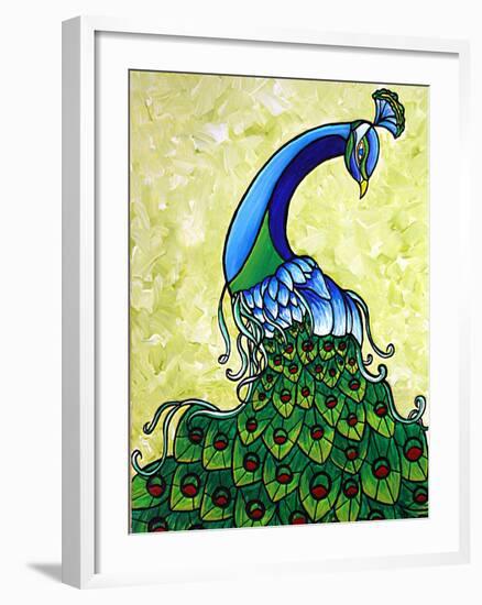 Preening Peacock-Megan Aroon Duncanson-Framed Art Print