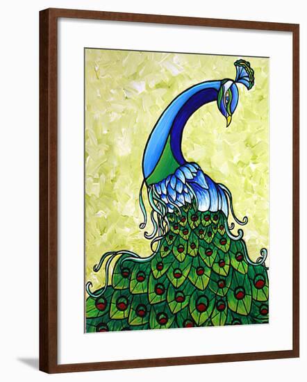 Preening Peacock-Megan Aroon Duncanson-Framed Art Print