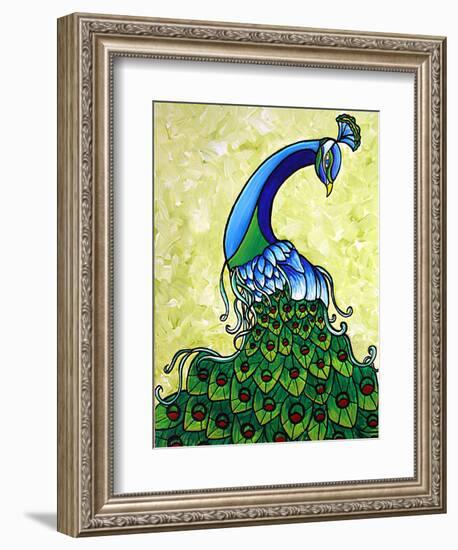 Preening Peacock-Megan Aroon Duncanson-Framed Art Print