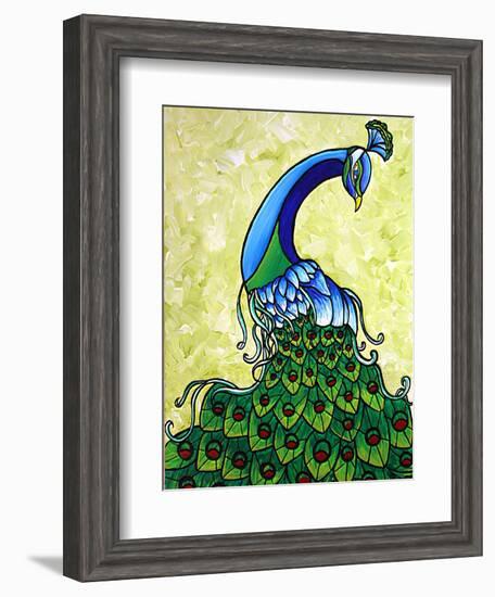 Preening Peacock-Megan Aroon Duncanson-Framed Art Print