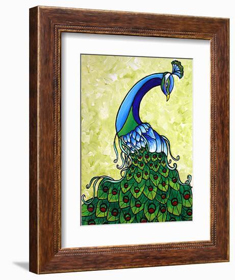 Preening Peacock-Megan Aroon Duncanson-Framed Art Print