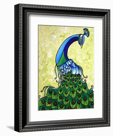 Preening Peacock-Megan Aroon Duncanson-Framed Art Print