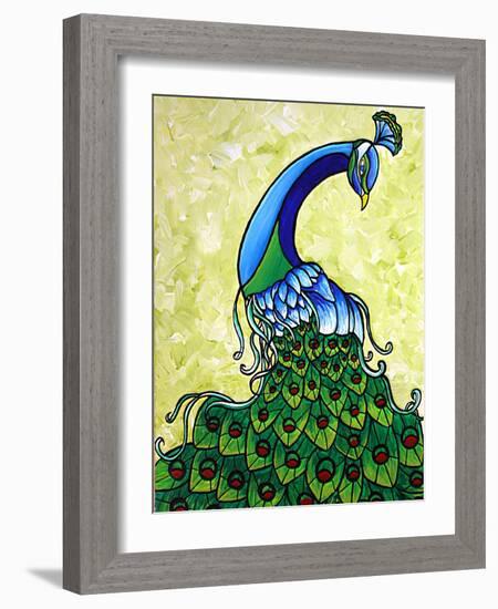 Preening Peacock-Megan Aroon Duncanson-Framed Art Print