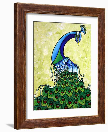 Preening Peacock-Megan Aroon Duncanson-Framed Art Print