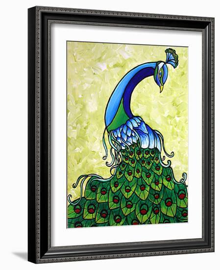 Preening Peacock-Megan Aroon Duncanson-Framed Art Print