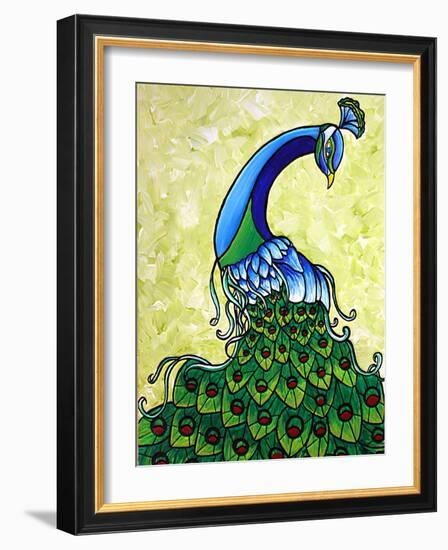 Preening Peacock-Megan Aroon Duncanson-Framed Art Print