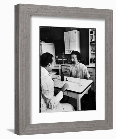 Pregnant Mrs. Jane Dill, After Being Told the Chemical Wafer on Tongue Indicates Baby is a Girl-Wallace Kirkland-Framed Photographic Print