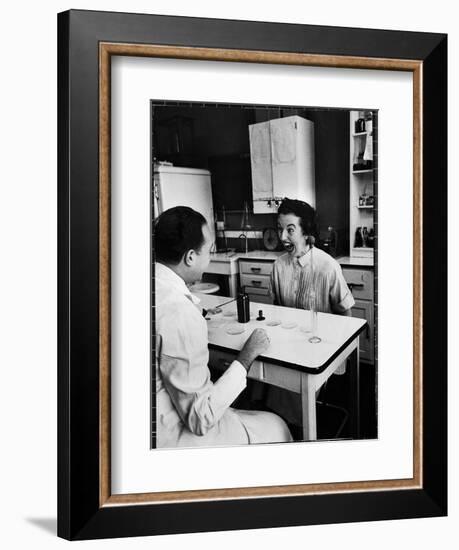 Pregnant Mrs. Jane Dill, After Being Told the Chemical Wafer on Tongue Indicates Baby is a Girl-Wallace Kirkland-Framed Photographic Print