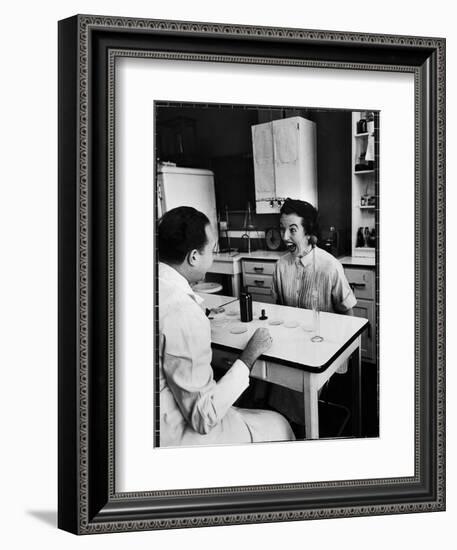 Pregnant Mrs. Jane Dill, After Being Told the Chemical Wafer on Tongue Indicates Baby is a Girl-Wallace Kirkland-Framed Photographic Print