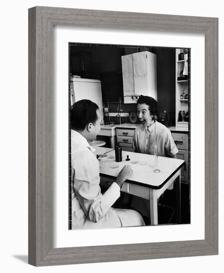 Pregnant Mrs. Jane Dill, After Being Told the Chemical Wafer on Tongue Indicates Baby is a Girl-Wallace Kirkland-Framed Photographic Print