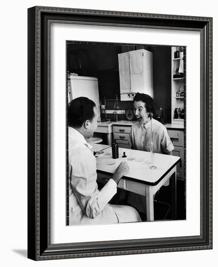 Pregnant Mrs. Jane Dill, After Being Told the Chemical Wafer on Tongue Indicates Baby is a Girl-Wallace Kirkland-Framed Photographic Print