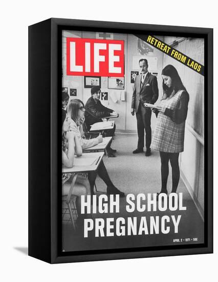 Pregnant Teenager Reading in Front of Class, April 2, 1971-Ralph Crane-Framed Premier Image Canvas