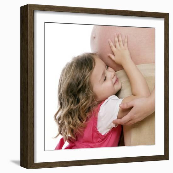 Pregnant Woman And Daughter-Science Photo Library-Framed Premium Photographic Print